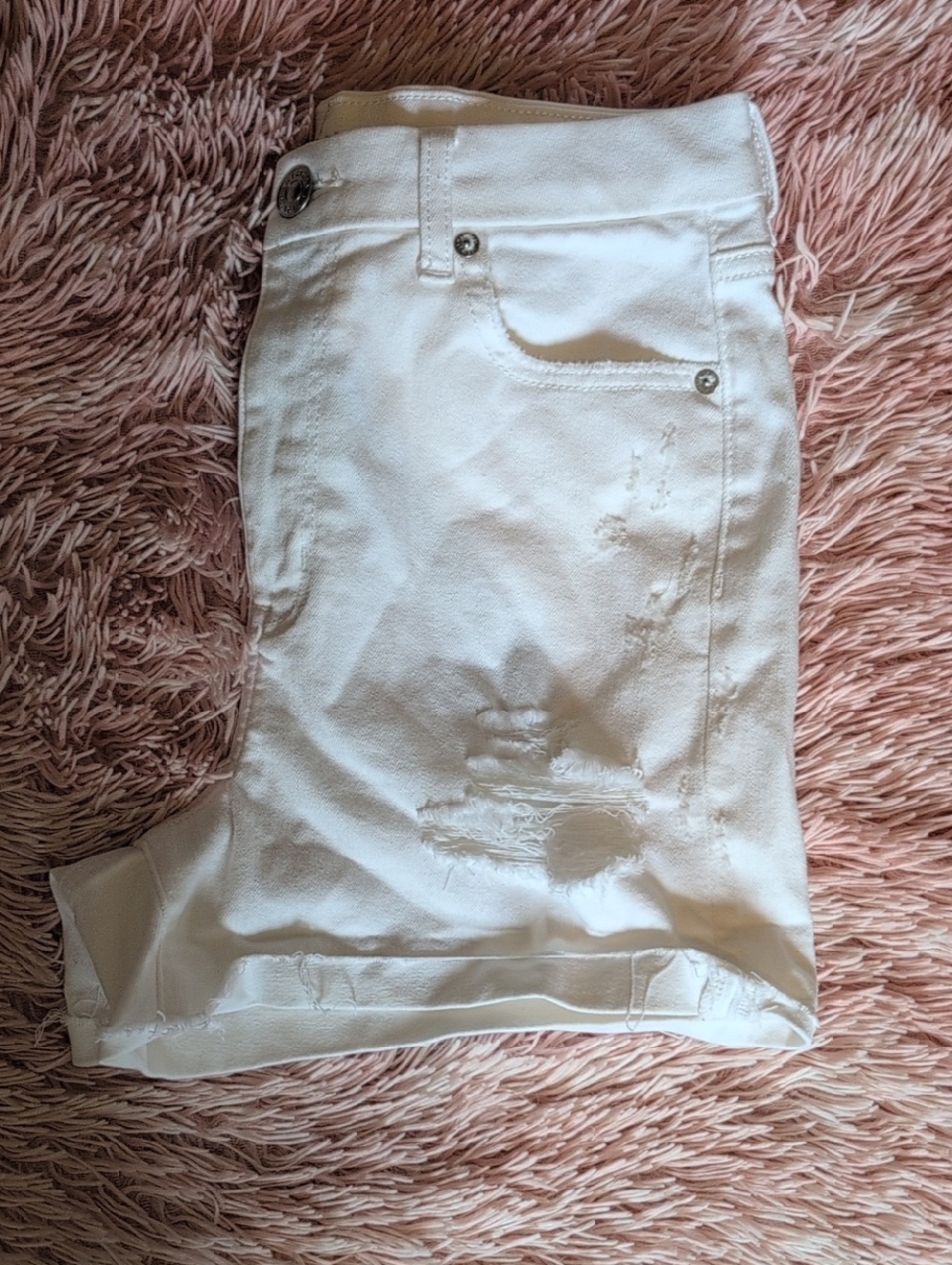 American Eagle Outfitters White Distressed Denim Shorts